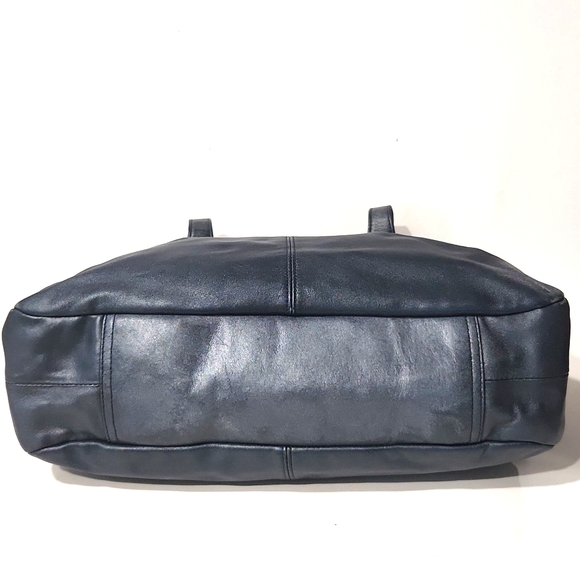 Coach Lexi Leather Gray Blue Metallic Large Carryall Shoulder Bag Purse F18829 - Picture 7 of 14
